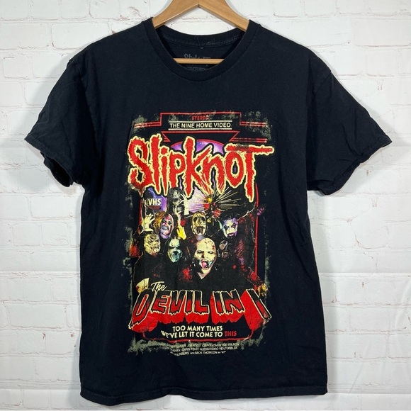Slipknot T-Shirt The Devil In I VHS Band Mens Large Rap Metal Rock Band Horror - Picture 1 of 7